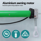 Instahut Retractable Folding Arm Awning Motorised Sunshade 3Mx2.5M Green White