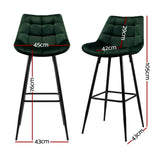 Artiss 4x Bar Stools Velvet Chairs Green