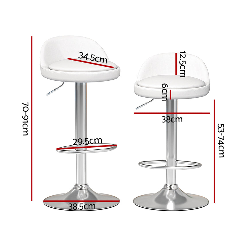 Artiss 4x Bar Stools PU Leather Gas Lift White