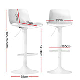 Artiss Bar Stools Kitchen Swivel Gas Lift Stool Leather Dining Chairs White x2