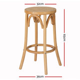 Artiss 2x Bar Stoosl Rattan Seat Wooden