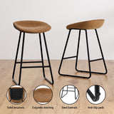 Artiss 2x Bar Stools Kitchen Dining Chairs Counter Stool PU Leather Metal Brown