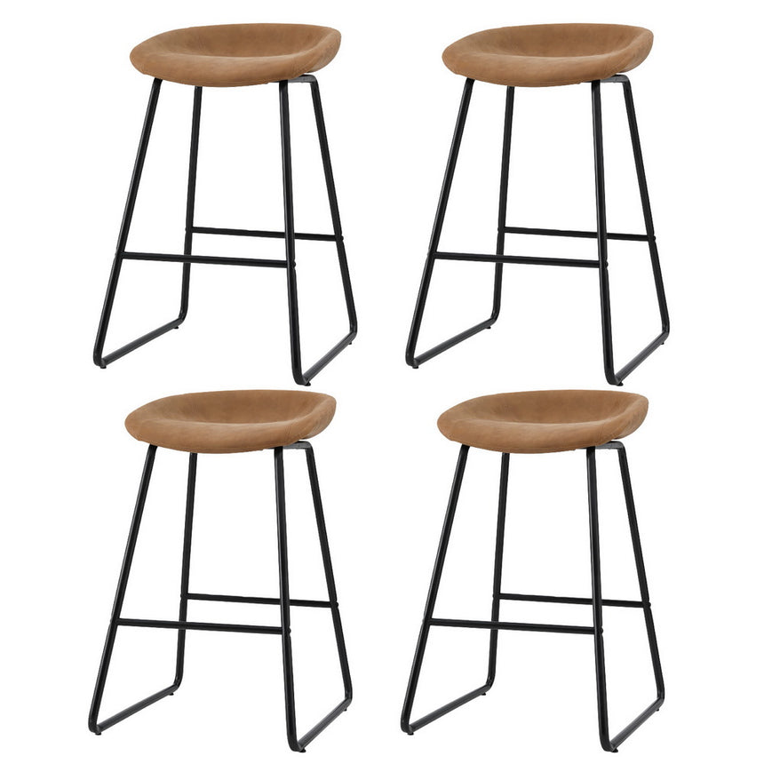 Artiss 4x Bar Stools Kitchen Dining Chairs Counter Stool PU Leather Metal Brown