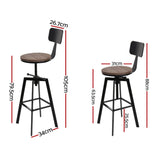 Artiss 4x Bar Stools Kitchen Dining Chairs Adjustable Wood Stool w/Backrest