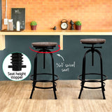 Artiss 4x Bar Stools Kitchen Dining Chairs Adjustable Wooden Vintage Stool