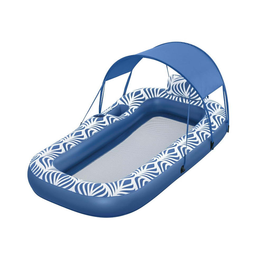 Bestway Inflatable Floating Float Lounger with Sunshade Canopy 1.98Mx1.12M Blue