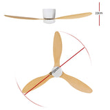 Devanti 52'' Ceiling Fan DC Motor w/Light w/Remote - Light Wood