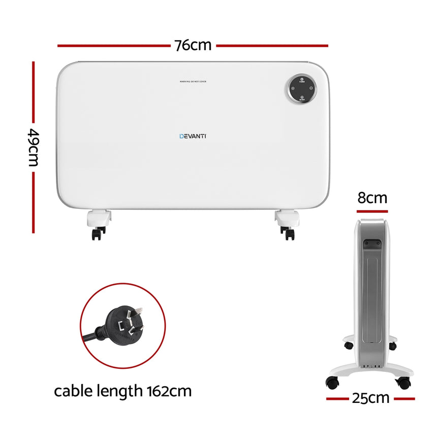 Devanti Electric Convection Heater Panel White 2000W