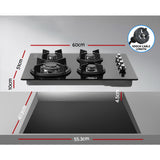 Devanti Gas Cooktop 60cm Stove Hob Black