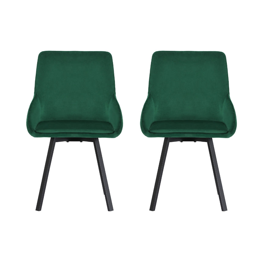 Artiss Dining Chairs Set of 2 Velvet Swivel Base Green