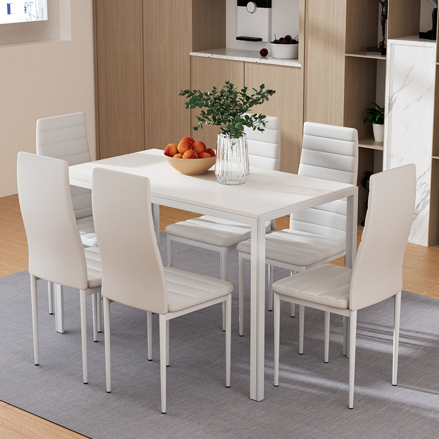 Artiss Dining Chairs and Table Dining Set 6 Chair Set Of 7 White