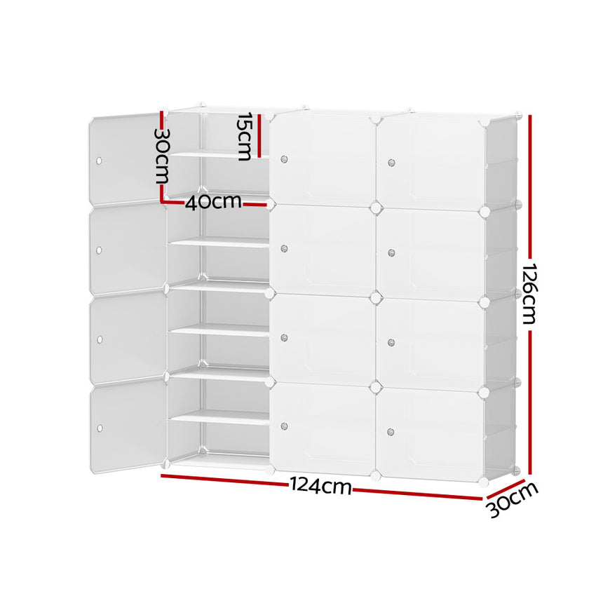 Artiss Shoe Box Rack DIY 12 Storage Cube Stackable White