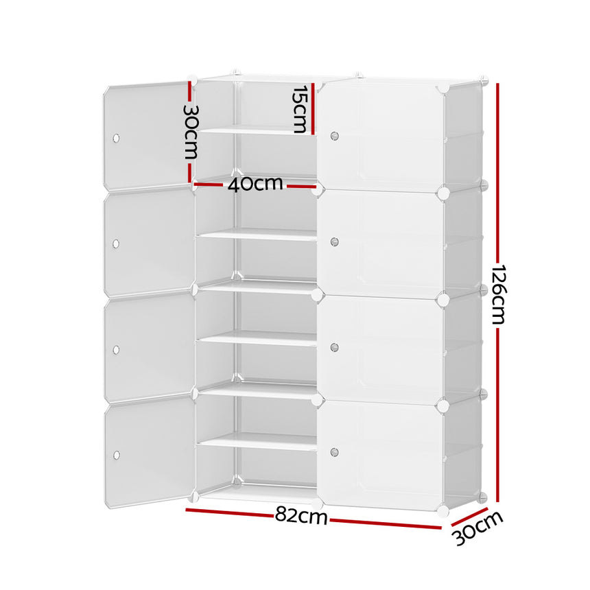 Artiss Shoe Box DIY Set of 8 Storage Cube Stackable White