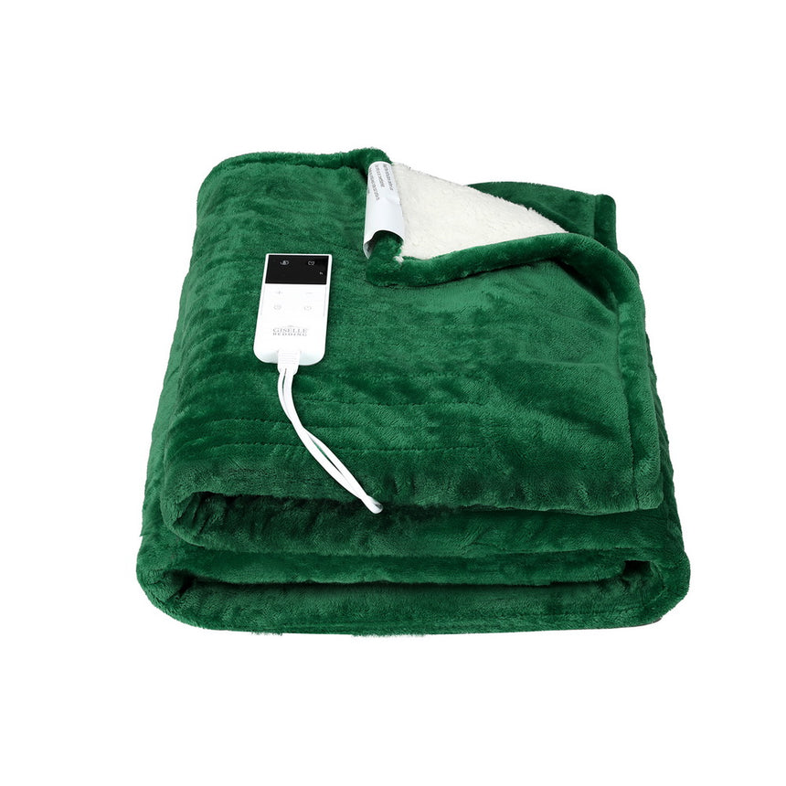 Giselle Electric Throw Rug Heated Blanket Double Sided Green