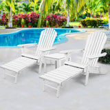 Gardeon 3PC Adirondack Outdoor Table and Chairs Wooden Sun Lounge Beach Patio White