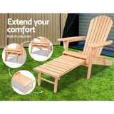 Gardeon Adirondack Outdoor Chairs Wooden Sun Lounge Patio Furniture Garden Natural