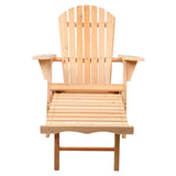 Gardeon 2PC Adirondack Outdoor Chairs Wooden Sun Lounge Patio Furniture Garden Natural