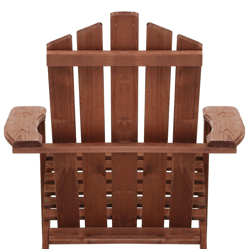 Gardeon Adirondack Outdoor Chairs Wooden Beach Chair Patio Furniture Garden Brown