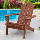 Gardeon Adirondack Outdoor Chairs Wooden Beach Chair Patio Furniture Garden Brown