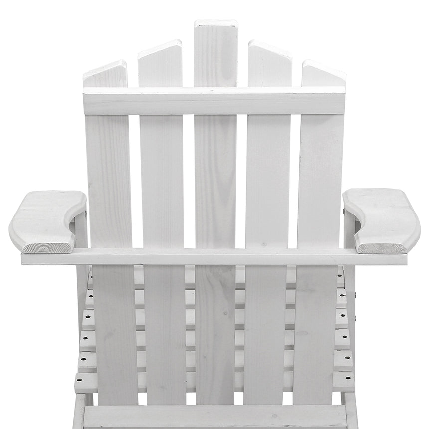 Gardeon 3PC Adirondack Outdoor Table and Chairs Wooden Beach Chair White