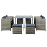 Gardeon Outdoor Dining Set 9 Piece Wicker Table Chairs Setting Grey