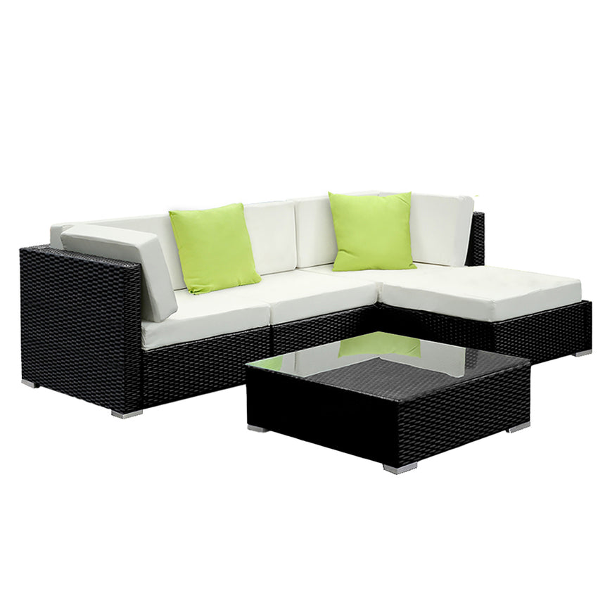 Gardeon 5-Piece Outdoor Sofa Set Wicker Couch Lounge Setting Cover