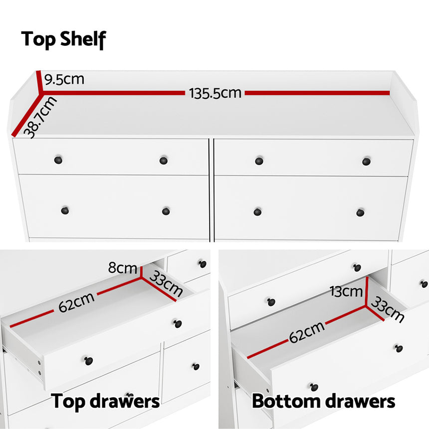 Artiss 6 Chest of Drawers - PETE White