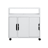 Artiss Bathroom Storage Cabinet Toilet Caddy Shelf 3 Doors With Wheels White