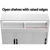 Artiss Bathroom Storage Cabinet Toilet Caddy Shelf 3 Doors With Wheels White