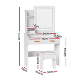 Artiss Dressing Table Set Stool Led White Doria