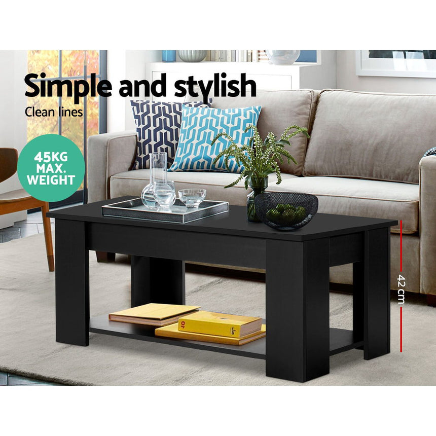 Artiss Coffee Table Lift-top Coffee Table Black