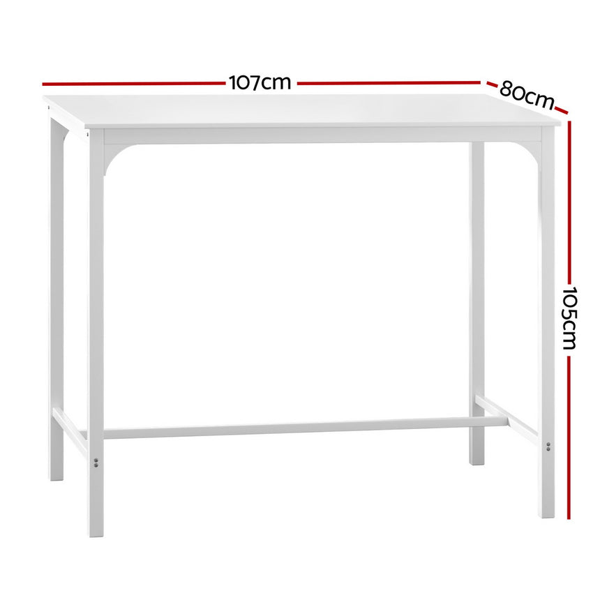 Artiss Bar Table Dining Desk High Kitchen Shelf Metal Legs Cafe Pub White