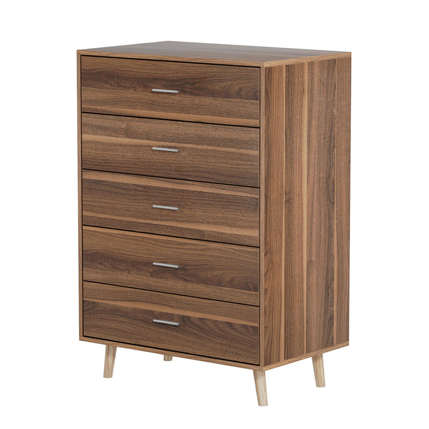 Artiss 5 Chest of Drawers - MIRI Walnut