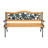 Gardeon Outdoor Garden Bench Seat 126cm Wooden Cast Iron 3 Seater Patio Furniture