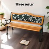 Gardeon Outdoor Garden Bench Seat 126cm Wooden Cast Iron 3 Seater Patio Furniture