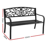 Gardeon Outdoor Garden Bench Seat Steel Outdoor Furniture 3 Seater Park Black