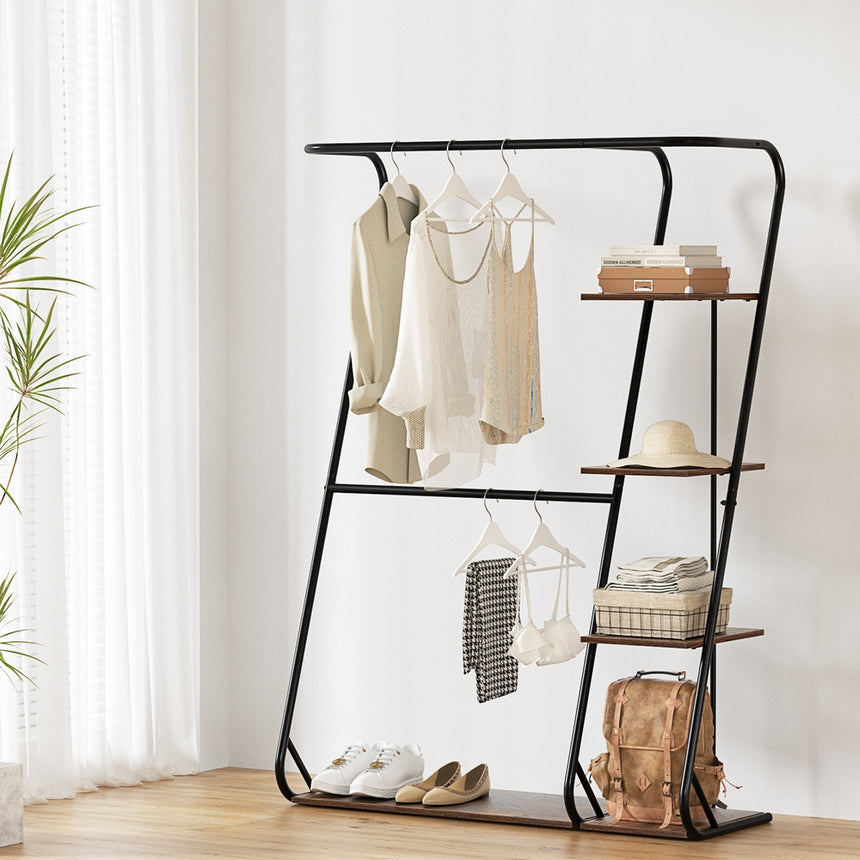 Artiss Clothes Rack Coat Stand 172cm 4-Tier Walnut