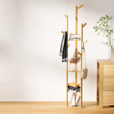 Artiss Clothes Rack Coat Stand 9 Hooks Tree Shelf Bamboo