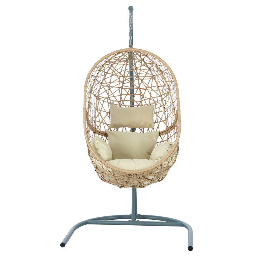 Gardeon Outdoor Egg Swing Chair Wicker Rattan Furniture Pod Stand Cushion Yellow