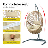 Gardeon Outdoor Egg Swing Chair Wicker Rattan Furniture Pod Stand Cushion Yellow