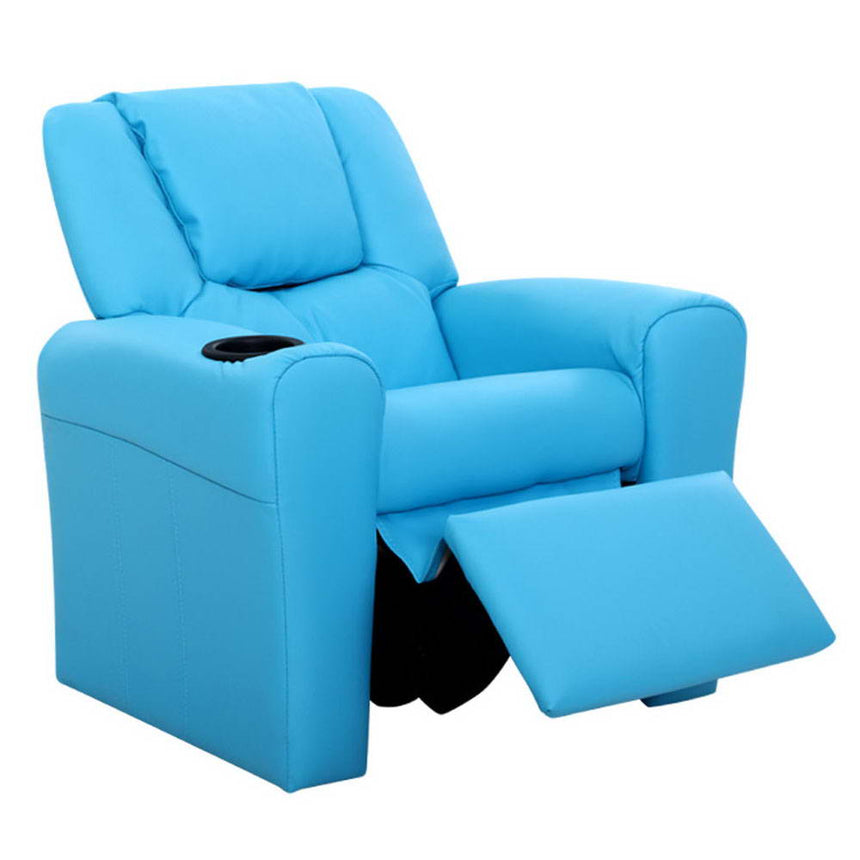 Keezi Kids Recliner Chair PU Leather Sofa Lounge Couch Children Armchair Blue