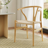 Artiss Dining Chair Wooden Rattan Seat Wishbone Back