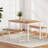 Artiss Dining Table and Chairs Set 3PCS Metal Desk Bench Sets Kitchen Furniture