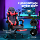 Artiss 2 Point Massage Gaming Office Chair Footrest Red