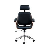 Artiss Wooden Office Chair Leather Seat Black