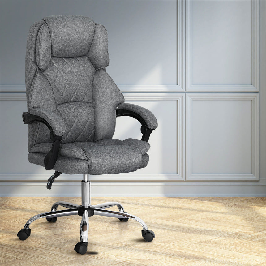 Artiss Executive Office Chair Fabric Recliner Grey