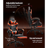 Artiss Gaming Office Chair Executive Computer Leather Chairs Footrest Orange