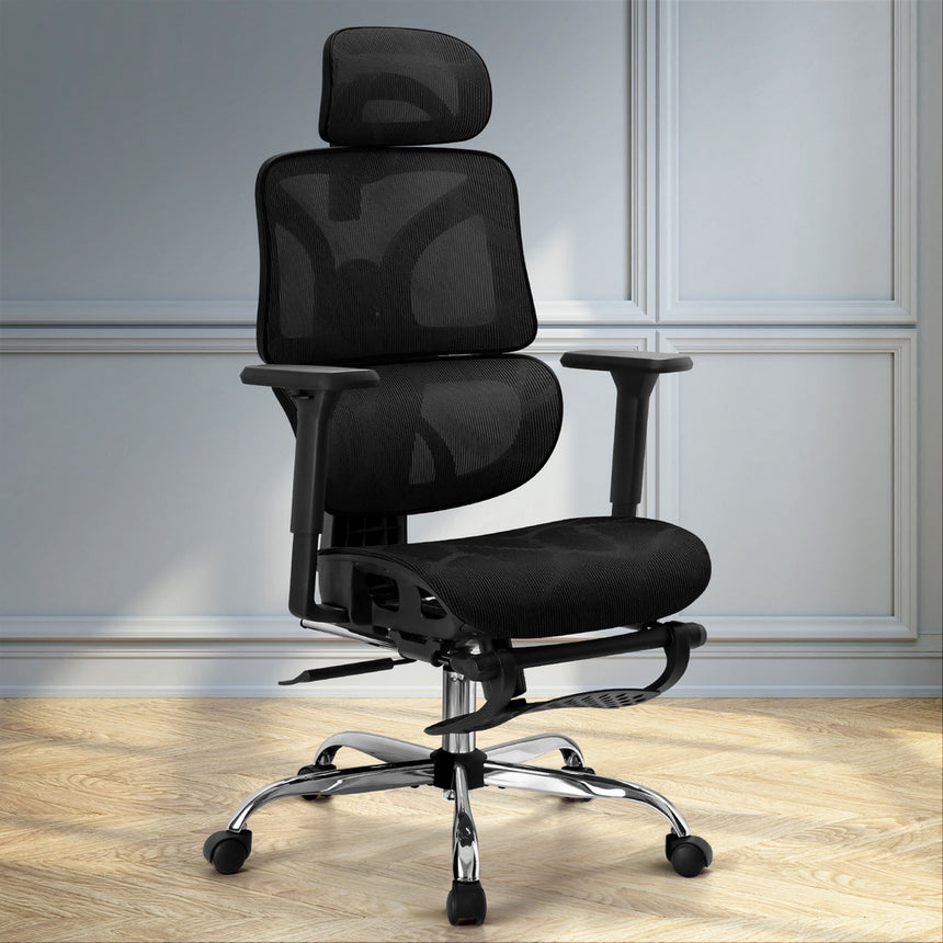 Artiss Ergonomic Office Chair Footrest Black