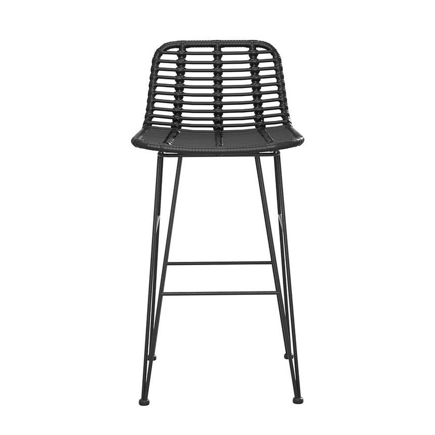 Gardeon 2 Piece Outdoor Bar Stools Wicker Dining Rattan Chair Black