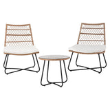 Gardeon 3PC Outdoor Setting Wicker Bistro Set Table Chairs Patio Furniture Brown